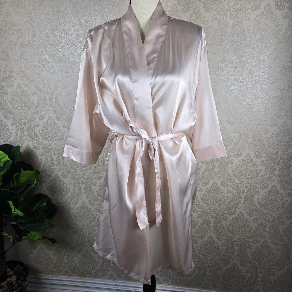 Miss To Mrs Sz L/XL Blush Pink Robe with Matching Tie Belt Minimalist Girly NWT